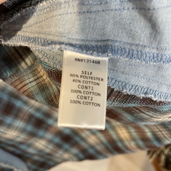 Fate Plaid Chambray 90s grunge zip oversized distressed shacket shirt flannel - Picture 6 of 8